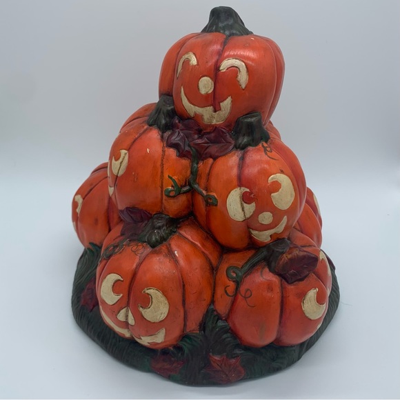 Other - Vintage Pumpkin Jack o Lantern Hand Painted Ceramic Mold Halloween